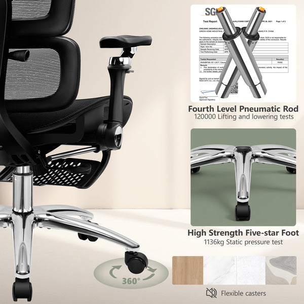 COOLHUT Premium Ergonomic Desk Chair with Footrest 2502