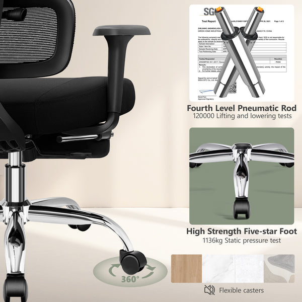 COOLHUT Premium Ergonomic Desk Chair with Footrest 2502