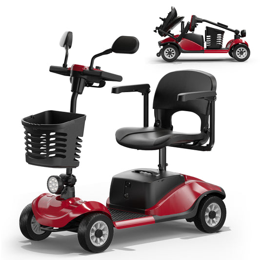 COOLHUT Upgrade 4 Wheels Mobility Scooter for Seniors & Adults -15+ Miles Range, Electric Folding Wheelchair Device for Travel