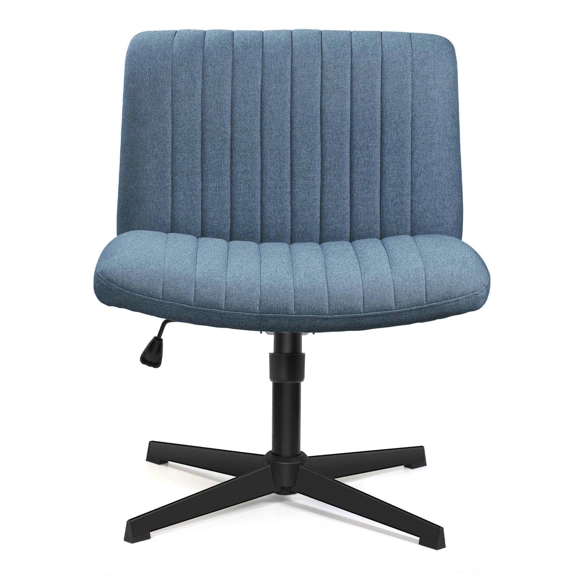 COOLHUT Office Chair Armless Criss Cross Legged Chair with Wheels, Linen Fabric Comfy Home Office Desk Chairs, Wide Seat Vanity Task Computer Chair