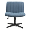 COOLHUT Office Chair Armless Criss Cross Legged Chair with Wheels, Linen Fabric Comfy Home Office Desk Chairs, Wide Seat Vanity Task Computer Chair