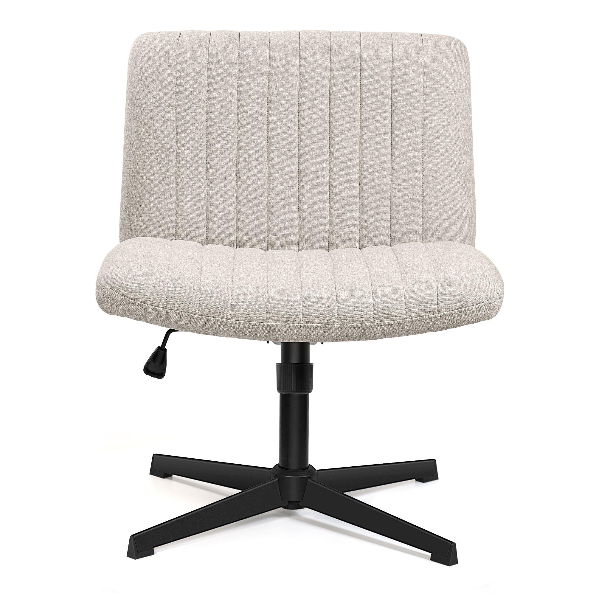 COOLHUT Office Chair Armless Criss Cross Legged Chair with Wheels, Linen Fabric Comfy Home Office Desk Chairs, Wide Seat Vanity Task Computer Chair
