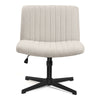 COOLHUT Office Chair Armless Criss Cross Legged Chair with Wheels, Linen Fabric Comfy Home Office Desk Chairs, Wide Seat Vanity Task Computer Chair