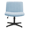 COOLHUT Office Chair Armless Criss Cross Legged Chair with Wheels, Linen Fabric Comfy Home Office Desk Chairs, Wide Seat Vanity Task Computer Chair