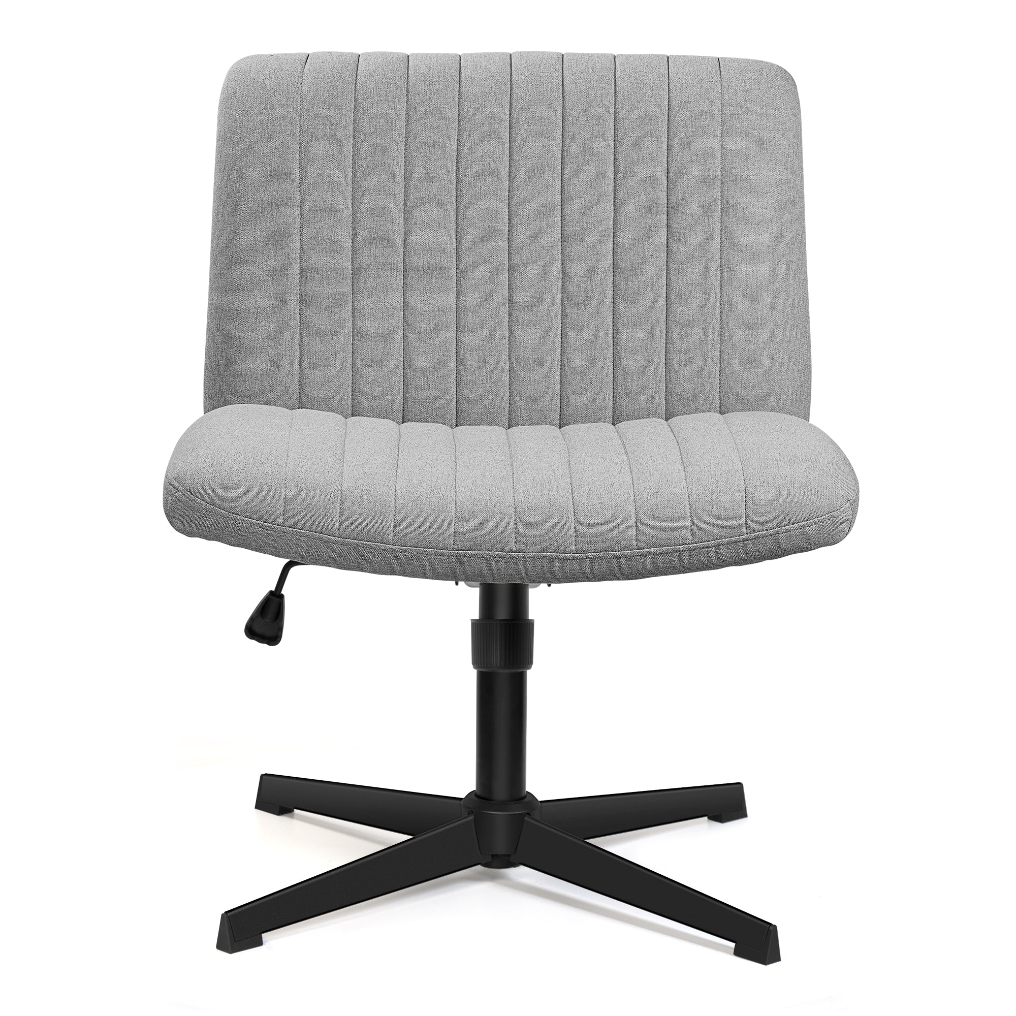 COOLHUT Office Chair Armless Criss Cross Legged Chair with Wheels, Linen Fabric Comfy Home Office Desk Chairs, Wide Seat Vanity Task Computer Chair