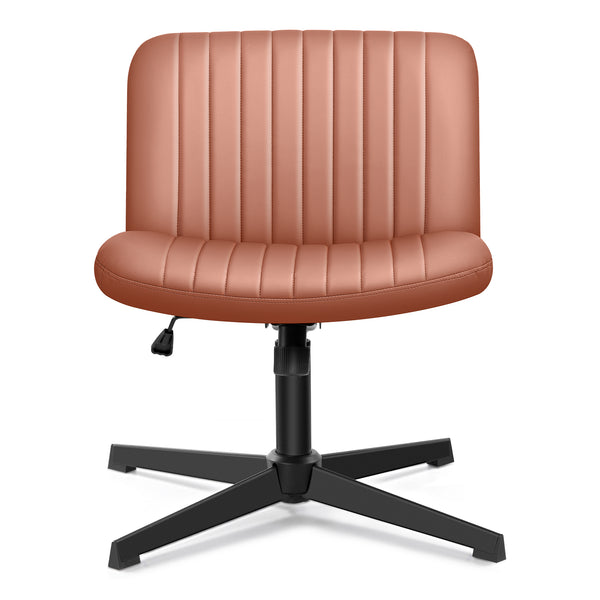 COOLHUT Office Chair Armless Criss Cross Legged Chair with Wheels, Linen Fabric Comfy Home Office Desk Chairs, Wide Seat Vanity Task Computer Chair