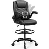 COOLHUT High Back Office Chair with Flip-Up Armrests, PU Leather Executive Ergonomic Computer Chair, Features Lumbar Support, Adjustable Foot Ring for Standing Desks, Home Offices