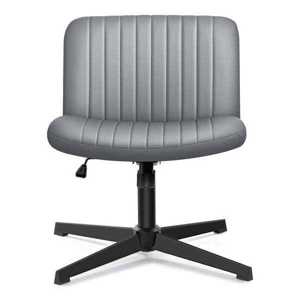 COOLHUT Office Chair Armless Criss Cross Legged Chair with Wheels, Linen Fabric Comfy Home Office Desk Chairs, Wide Seat Vanity Task Computer Chair