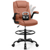 COOLHUT High Back Office Chair with Flip-Up Armrests, PU Leather Executive Ergonomic Computer Chair, Features Lumbar Support, Adjustable Foot Ring for Standing Desks, Home Offices