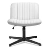 COOLHUT Office Chair Armless Criss Cross Legged Chair with Wheels, Linen Fabric Comfy Home Office Desk Chairs, Wide Seat Vanity Task Computer Chair