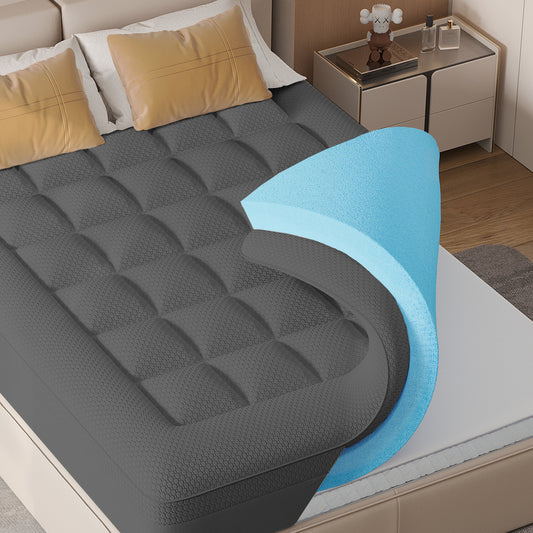 3.5-Inch Dual Layer Gel Memory Foam Mattress with Removable Cover, Mattress Pad for Cooling Comfort