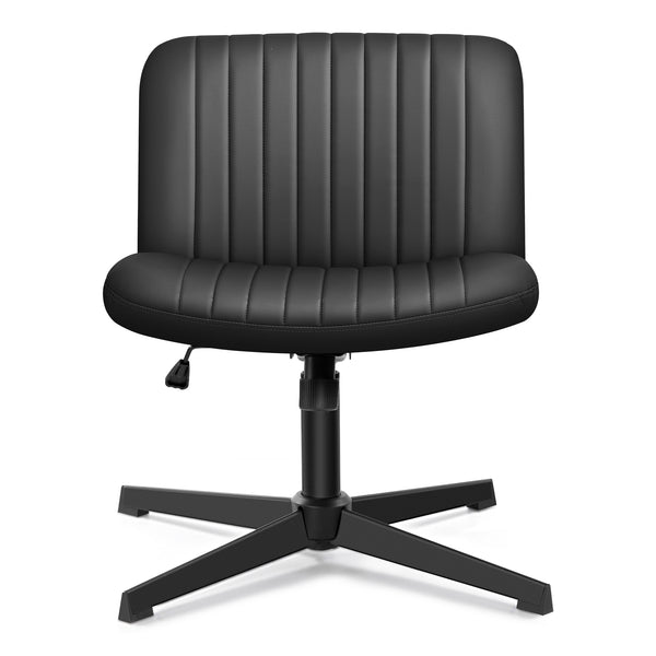 COOLHUT Office Chair Armless Criss Cross Legged Chair with Wheels, Linen Fabric Comfy Home Office Desk Chairs, Wide Seat Vanity Task Computer Chair