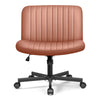 COOLHUT Office Chair Armless Criss Cross Legged Chair with Wheels, Linen Fabric Comfy Home Office Desk Chairs, Wide Seat Vanity Task Computer Chair