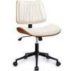 COOLHUT Home Office Chair, Armless Adjustable Height Small Office Desk Chair, PU Leather Swivel Computer Chair, Modern Walnut Bentwood Chair for Office, Reading Meeting Room, Makeup Vanity