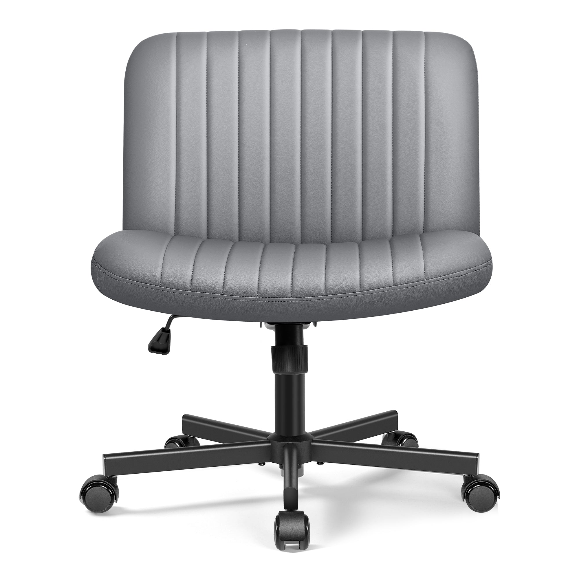 COOLHUT Office Chair Armless Criss Cross Legged Chair with Wheels, Linen Fabric Comfy Home Office Desk Chairs, Wide Seat Vanity Task Computer Chair