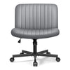 COOLHUT Office Chair Armless Criss Cross Legged Chair with Wheels, Linen Fabric Comfy Home Office Desk Chairs, Wide Seat Vanity Task Computer Chair