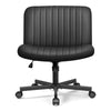 COOLHUT Office Chair Armless Criss Cross Legged Chair with Wheels, Linen Fabric Comfy Home Office Desk Chairs, Wide Seat Vanity Task Computer Chair