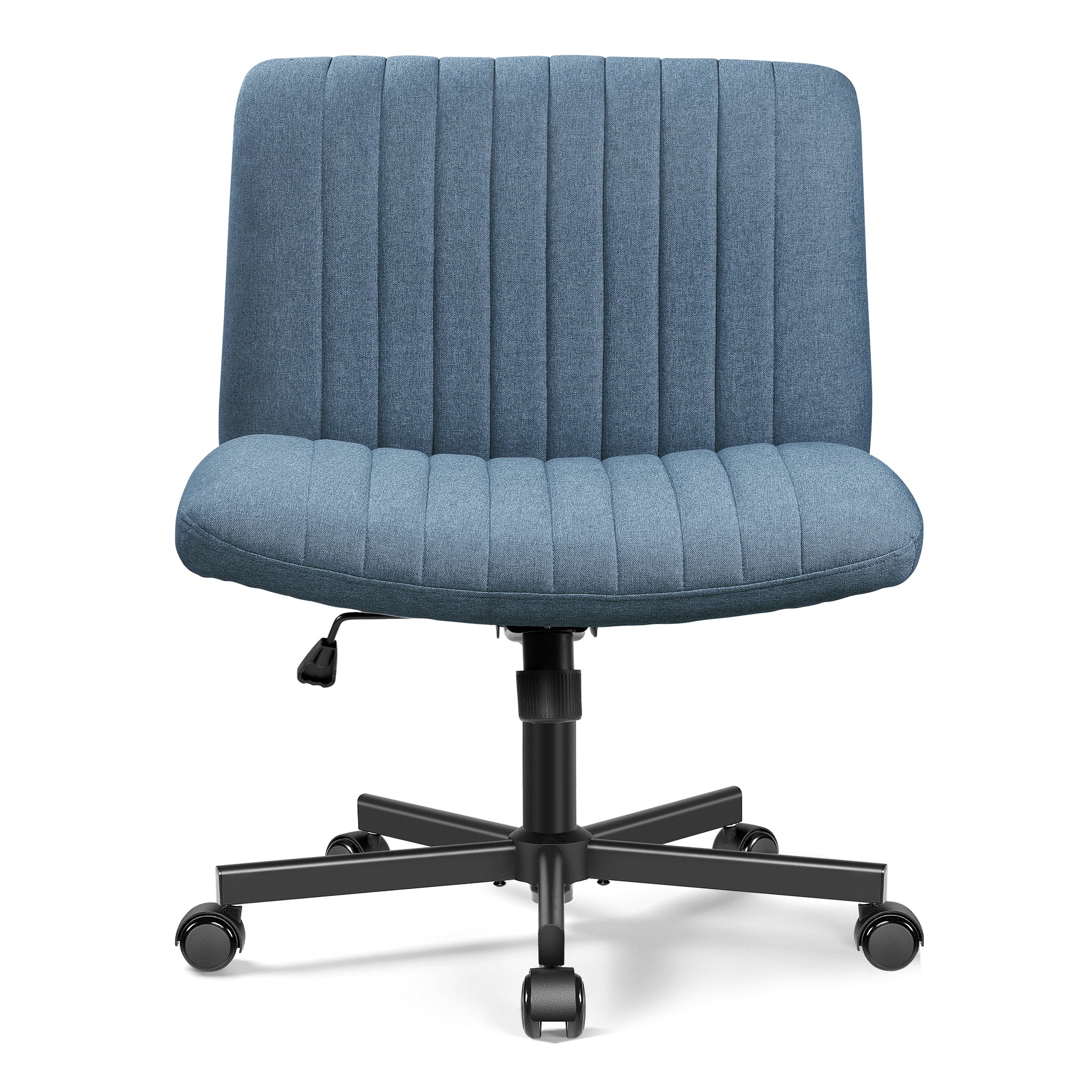 COOLHUT Office Chair Armless Criss Cross Legged Chair with Wheels, Linen Fabric Comfy Home Office Desk Chairs, Wide Seat Vanity Task Computer Chair