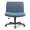 COOLHUT Office Chair Armless Criss Cross Legged Chair with Wheels, Linen Fabric Comfy Home Office Desk Chairs, Wide Seat Vanity Task Computer Chair