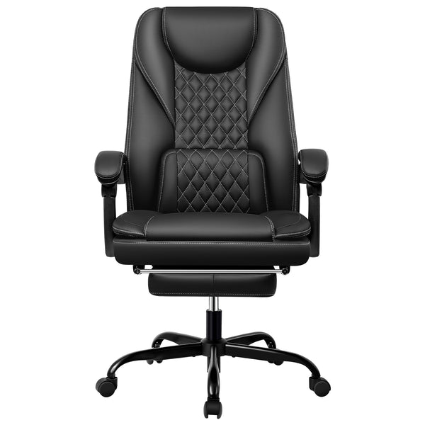 COOLHUT Executive Office Chair, Big and Tall Office Chair with Footrest Reclining Faux Leather Chair High Back Lumbar Support Ergonomic Office Chair with Padded Armrests