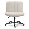 COOLHUT Office Chair Armless Criss Cross Legged Chair with Wheels, Linen Fabric Comfy Home Office Desk Chairs, Wide Seat Vanity Task Computer Chair