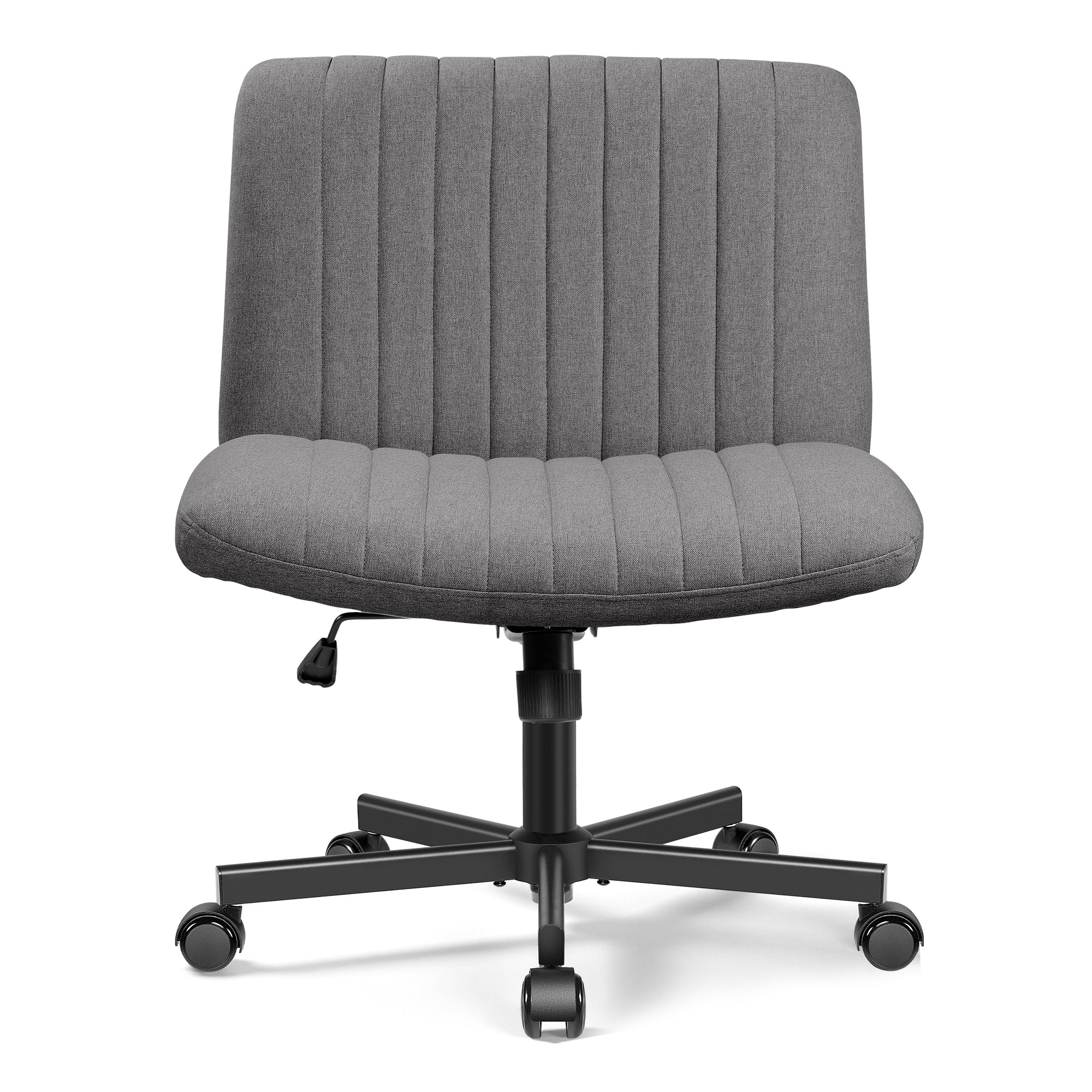 COOLHUT Office Chair Armless Criss Cross Legged Chair with Wheels, Linen Fabric Comfy Home Office Desk Chairs, Wide Seat Vanity Task Computer Chair