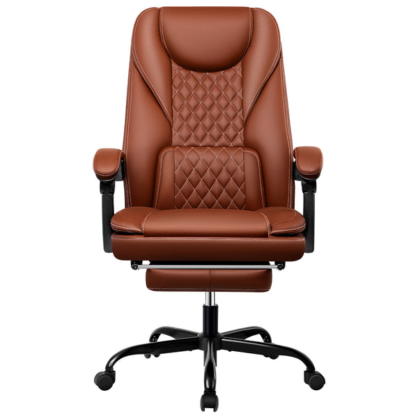 COOLHUT Executive Office Chair, Big and Tall Office Chair with Footrest Reclining Faux Leather Chair High Back Lumbar Support Ergonomic Office Chair with Padded Armrests