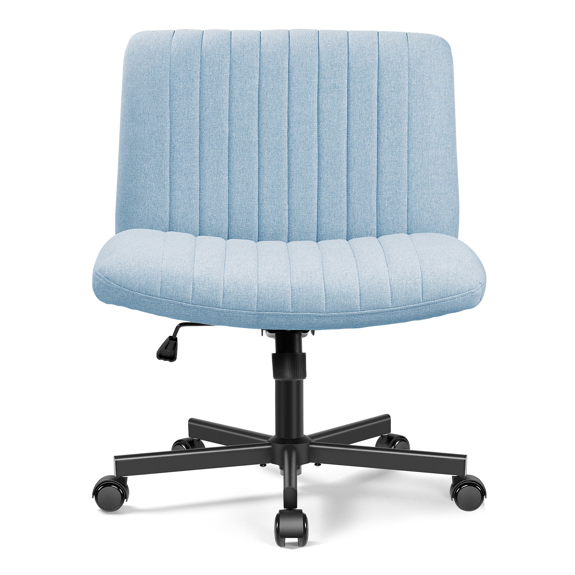 COOLHUT Office Chair Armless Criss Cross Legged Chair with Wheels, Linen Fabric Comfy Home Office Desk Chairs, Wide Seat Vanity Task Computer Chair