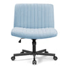 COOLHUT Office Chair Armless Criss Cross Legged Chair with Wheels, Linen Fabric Comfy Home Office Desk Chairs, Wide Seat Vanity Task Computer Chair