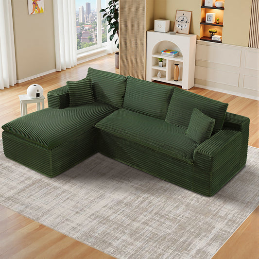 COOLHUT 107.9" Cloud Sectional Couch with L-Shape Chaise, Oversized Modern Modular Sofa with 5 Pillows, Soft Fluffy Upholstered Sofa Bed for Living Room Apartment Bedroom, No Assembly Required