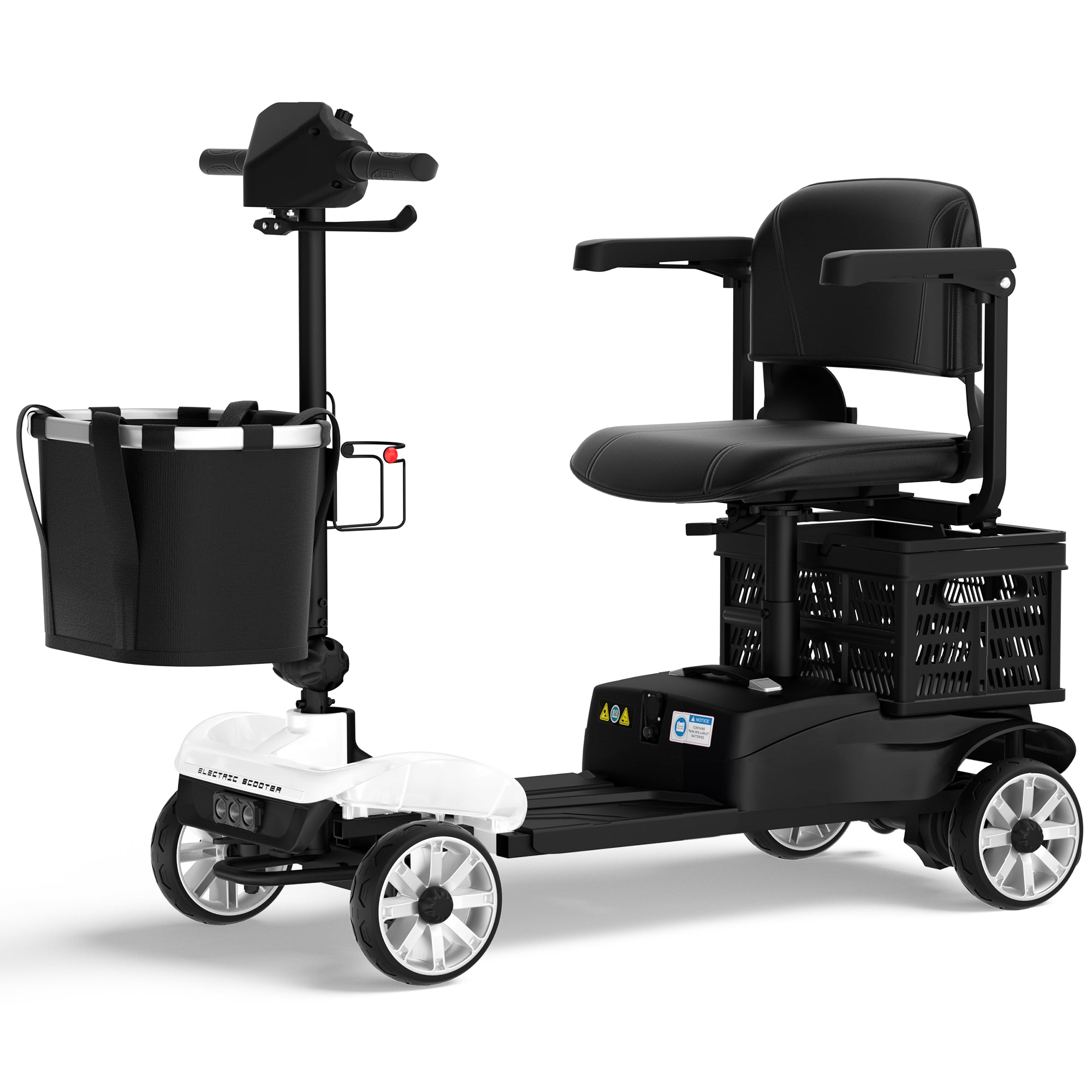 COOLHUT Upgrade 4 Wheels Mobility Scooter for Seniors with Removable Battery, 25+ Mile Range Foldable Electric Powered Mobility Wheelchair Device with Foldable Back Baskets, Fits in Car Trunk