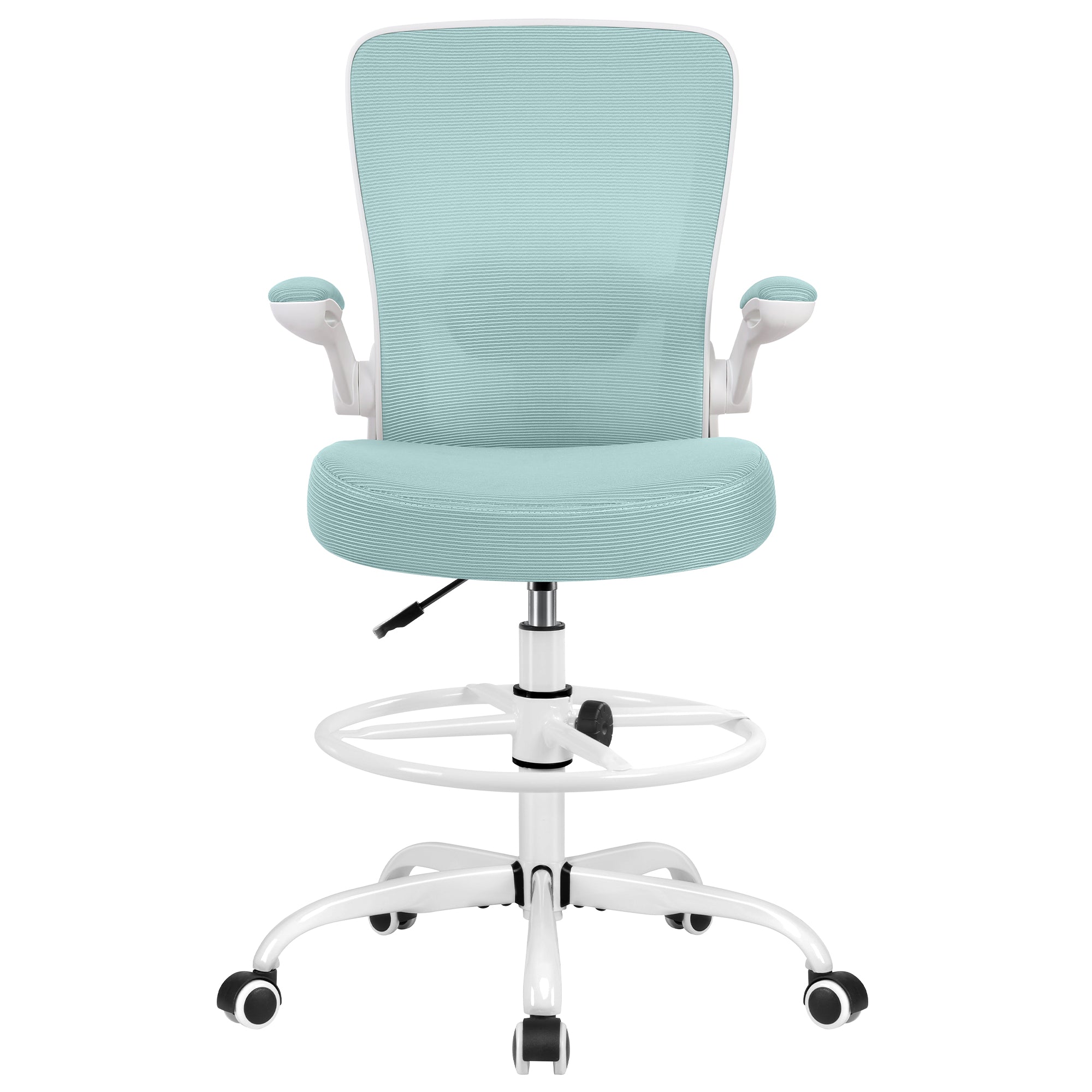 COOLHUT Drafting Chair Tall Office Chair with Flip-up Armrests Executive Ergonomic Computer Standing Desk Chair with Lumbar Support and Adjustable Footrest Ring