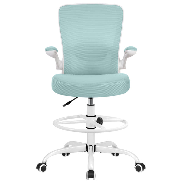 COOLHUT Drafting Chair Tall Office Chair with Flip-up Armrests Executive Ergonomic Computer Standing Desk Chair with Lumbar Support and Adjustable Footrest Ring