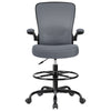 COOLHUT Drafting Chair Tall Office Chair with Flip-up Armrests Executive Ergonomic Computer Standing Desk Chair with Lumbar Support and Adjustable Footrest Ring