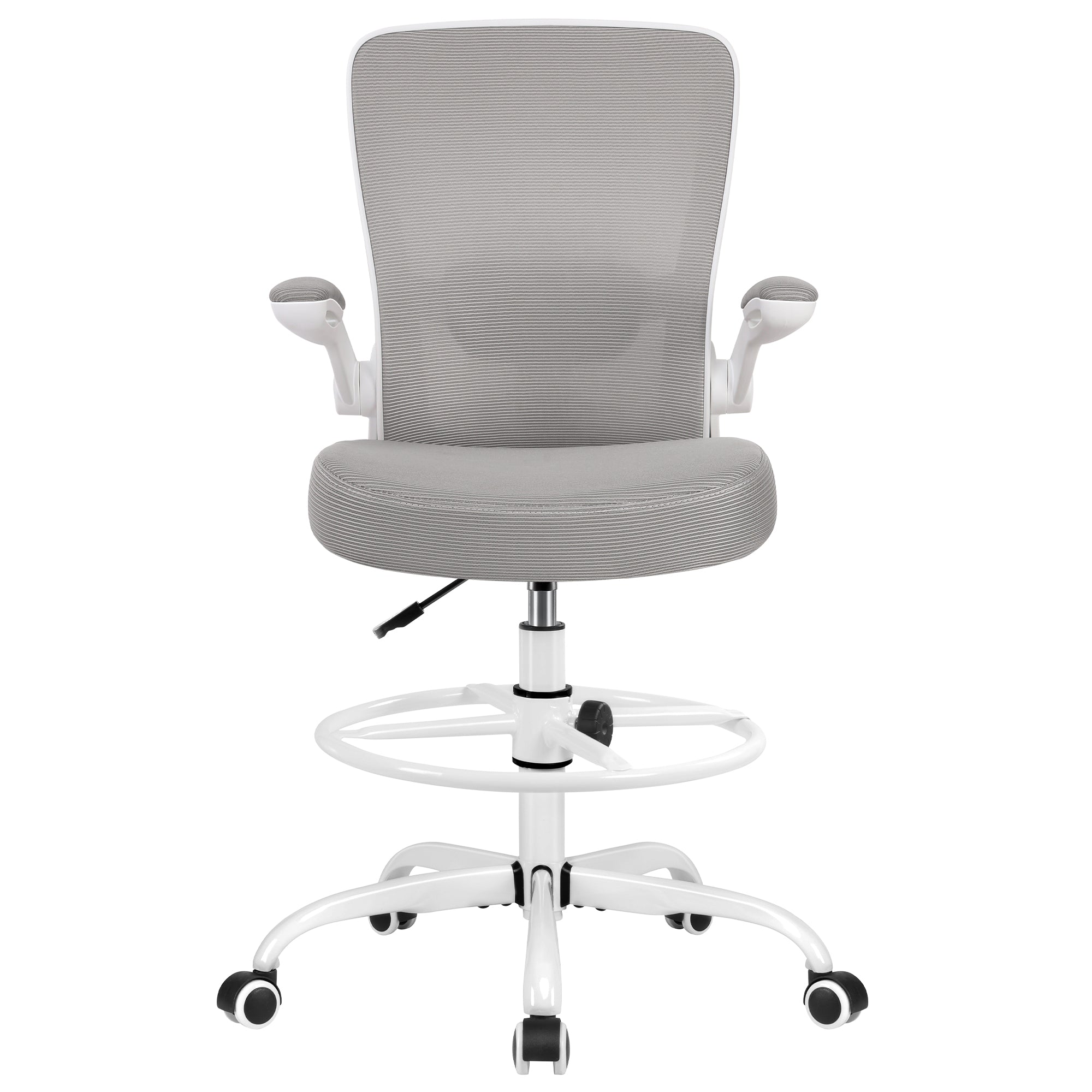 COOLHUT Drafting Chair Tall Office Chair with Flip-up Armrests Executive Ergonomic Computer Standing Desk Chair with Lumbar Support and Adjustable Footrest Ring