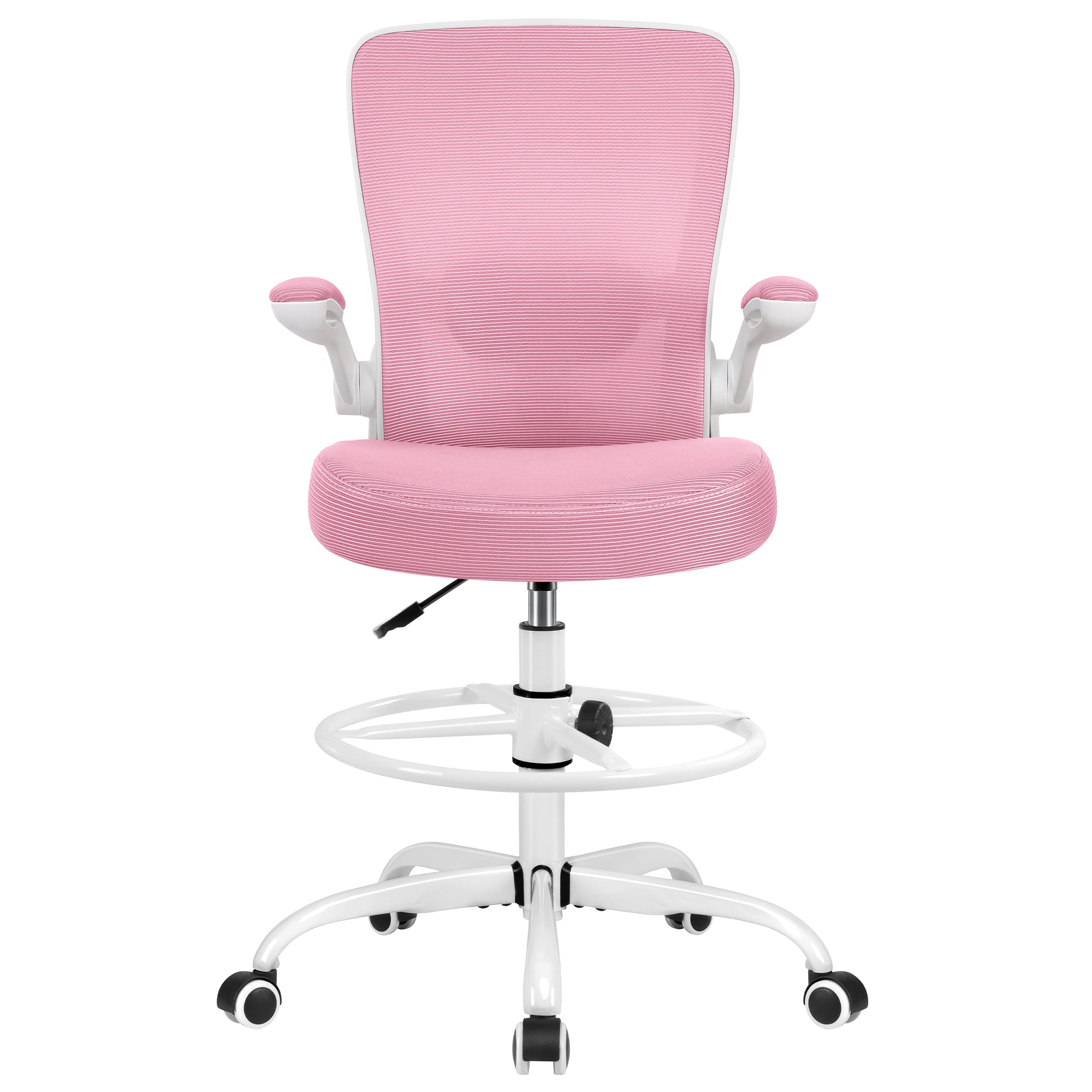COOLHUT Drafting Chair Tall Office Chair with Flip-up Armrests Executive Ergonomic Computer Standing Desk Chair with Lumbar Support and Adjustable Footrest Ring