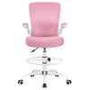 COOLHUT Drafting Chair Tall Office Chair with Flip-up Armrests Executive Ergonomic Computer Standing Desk Chair with Lumbar Support and Adjustable Footrest Ring