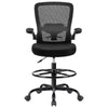 COOLHUT Drafting Chair Tall Office Chair with Flip-up Armrests Executive Ergonomic Computer Standing Desk Chair with Lumbar Support and Adjustable Footrest Ring