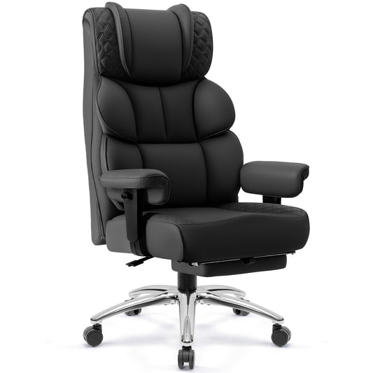COOLHUT Big and Tall Office Chair 400LBS, Wide Seat Ergonomic Computer Desk Chair with Footrest, High Back Reclining Executive Home Office Chair with Padded Arms, Lumber Support Task Chair