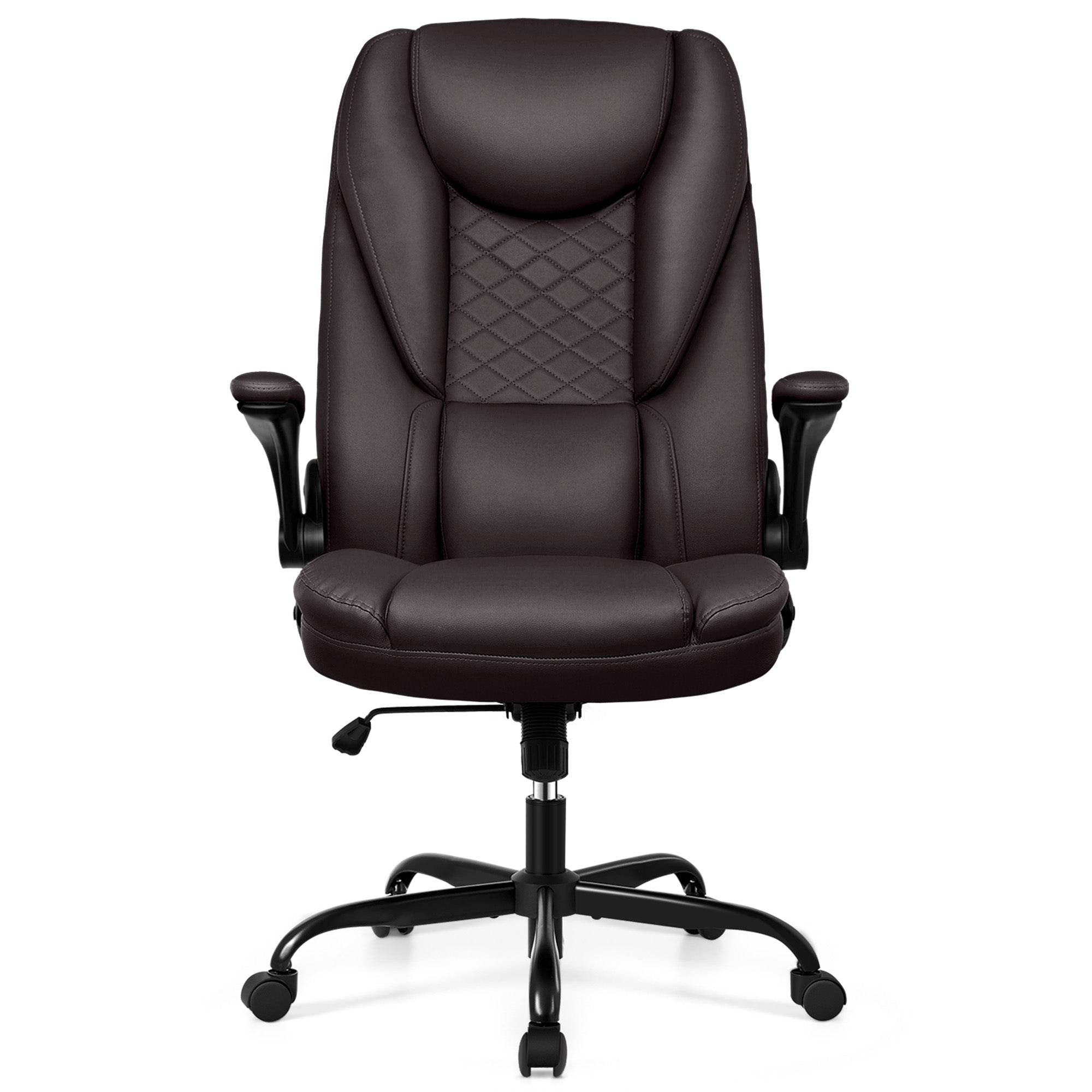 COOLHUT Executive Office Chair Home Office Desk Chairs, Ergonomic Computer Faux Leather Desk Chair with Adjustable Flip-Up Arms, Lumbar Support Swivel Task Chair with Rocking Function