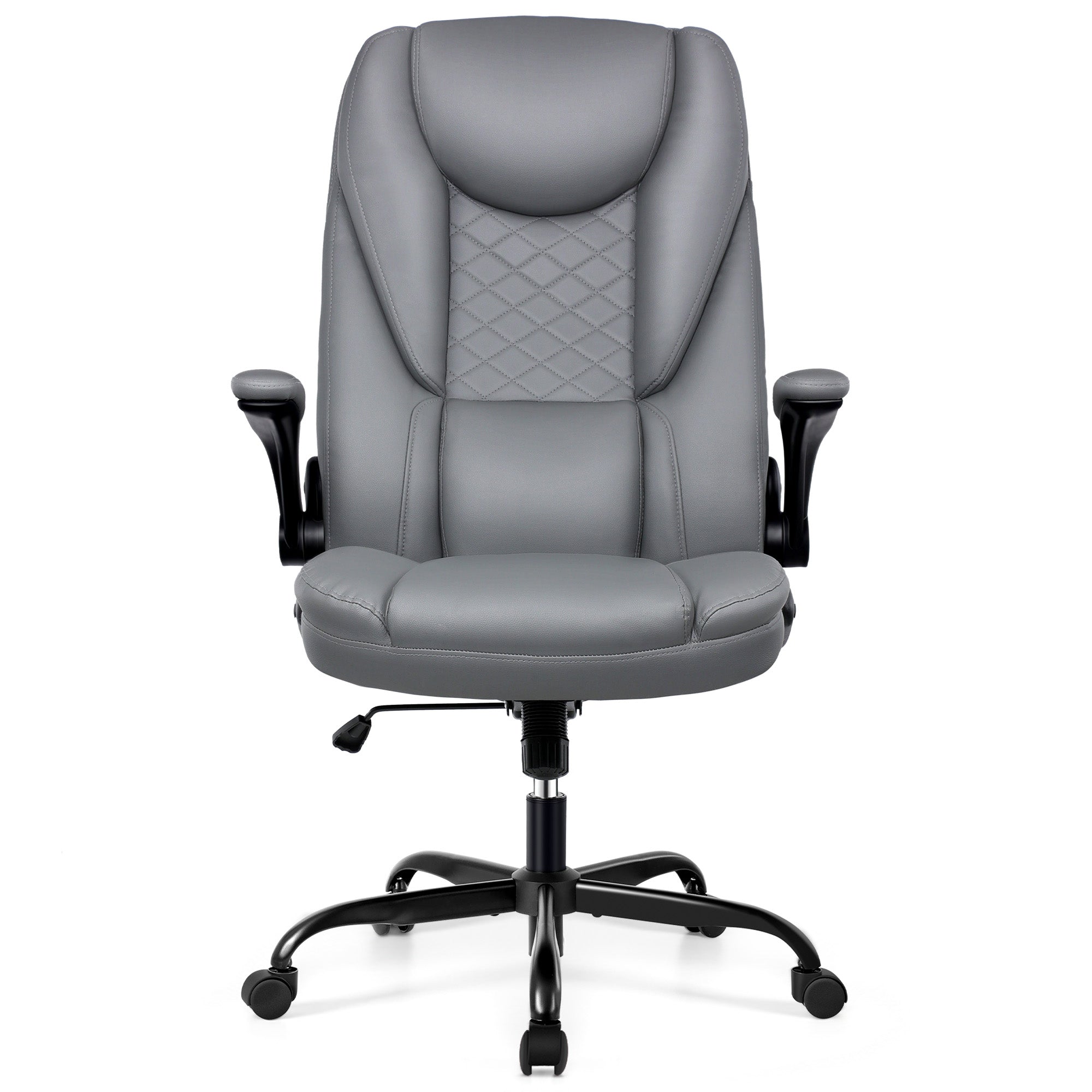 COOLHUT Executive Office Chair Home Office Desk Chairs, Ergonomic Computer Faux Leather Desk Chair with Adjustable Flip-Up Arms, Lumbar Support Swivel Task Chair with Rocking Function