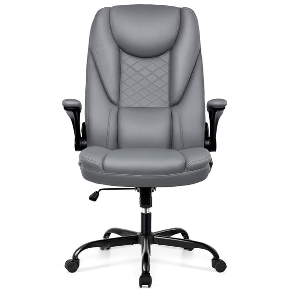 COOLHUT Executive Office Chair Home Office Desk Chairs, Ergonomic Computer Faux Leather Desk Chair with Adjustable Flip-Up Arms, Lumbar Support Swivel Task Chair with Rocking Function