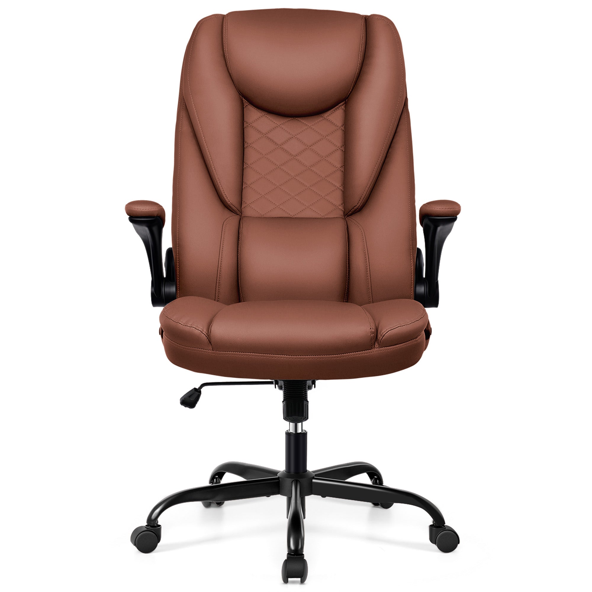 COOLHUT Executive Office Chair Home Office Desk Chairs, Ergonomic Computer Faux Leather Desk Chair with Adjustable Flip-Up Arms, Lumbar Support Swivel Task Chair with Rocking Function
