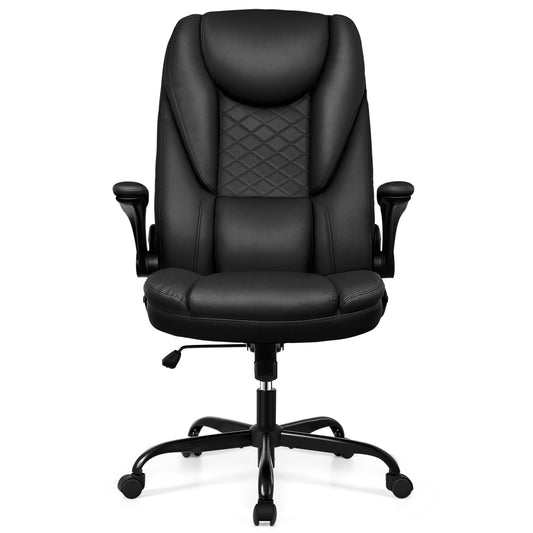 CoolHut Executive Leather Chair Home Office Desk Chairs, Ergonomic Computer Desk Chair with Adjustable Flip-Up Arms