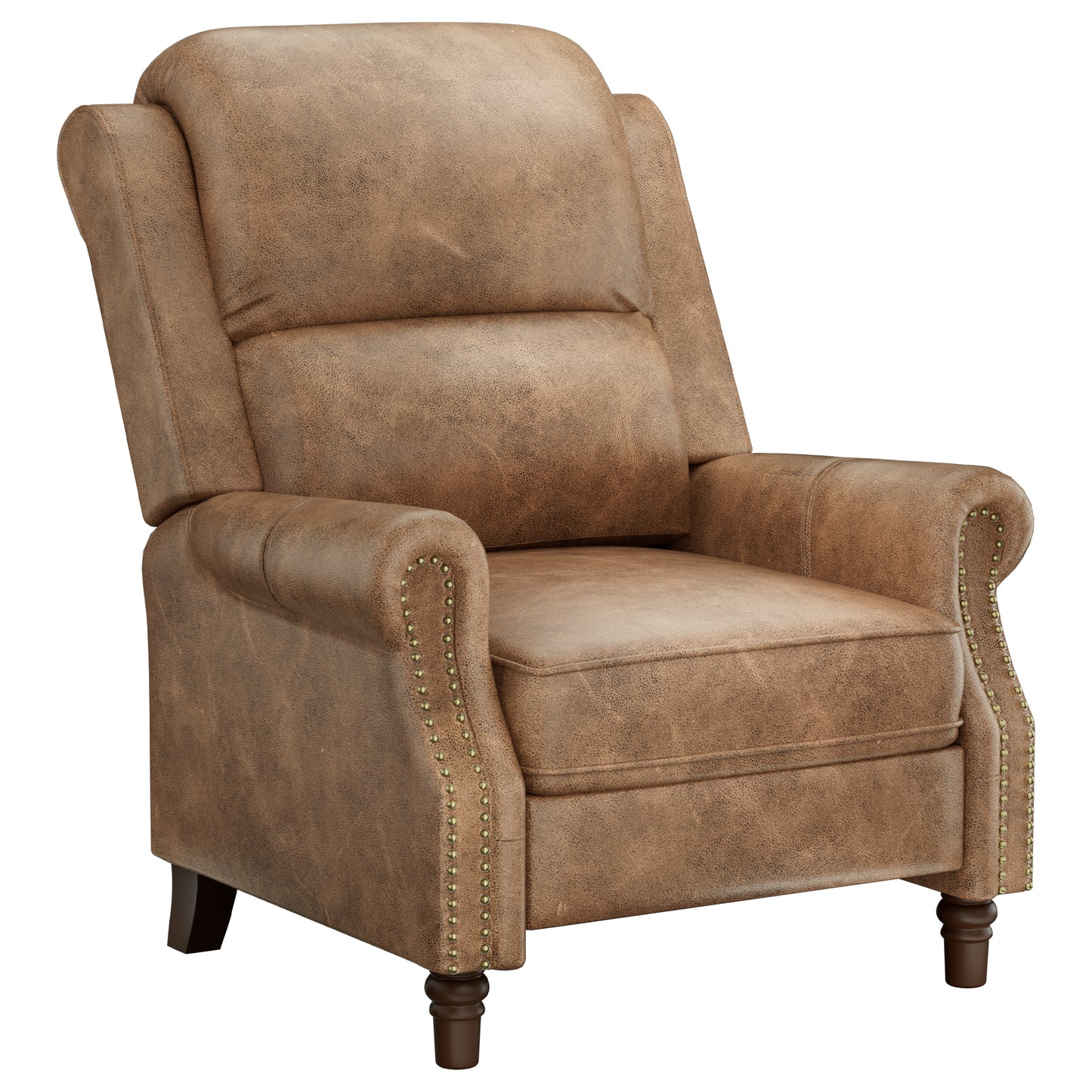 COOLHUT Pushback Recliner Chair Faux Leather Armchair, Mid Century Accent Chair with Rivet Decoration,