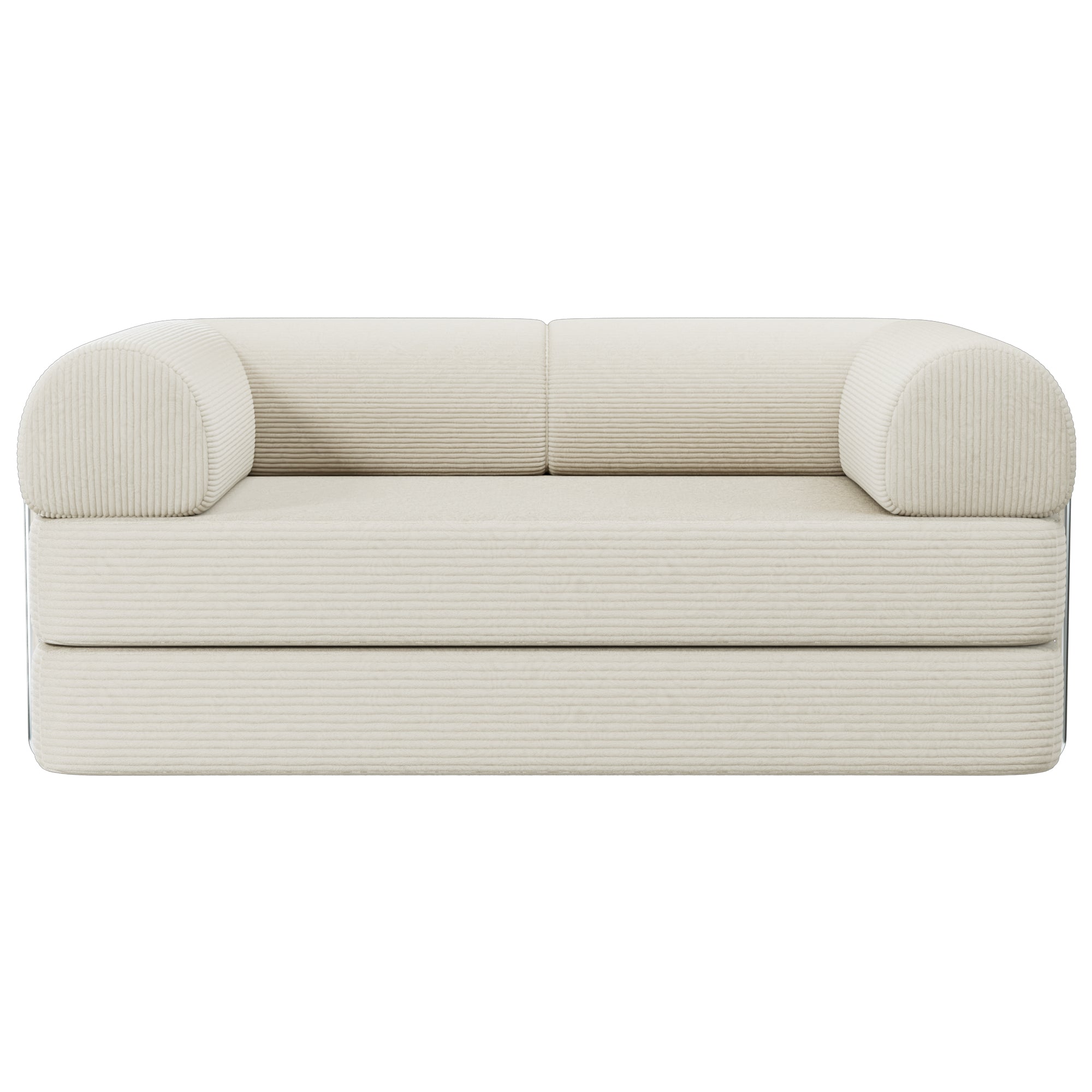 AZMFUN 63 Inch Plush Corduroy Floor Sofa Bed, Combinable Sofa Bed for Living Room