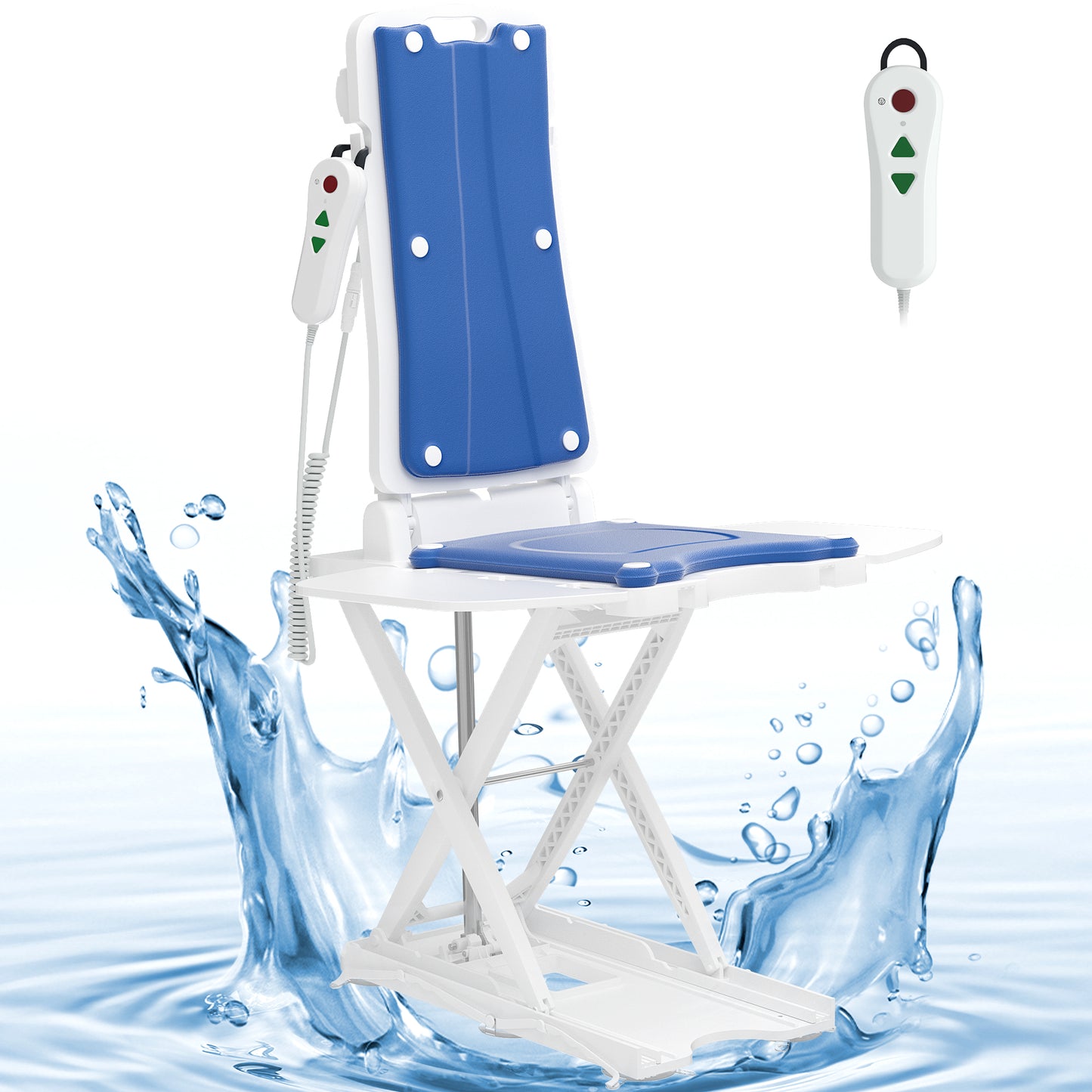 COOLHUT Electric Bath Chairs, Portable Floor & Bath Lift Chair for Seniors and Disabled, Transfer Bathtub Chair, for Fall Recovery & Home Care, 308 LBS Capacity, Remote Control, Waterproof, Blue