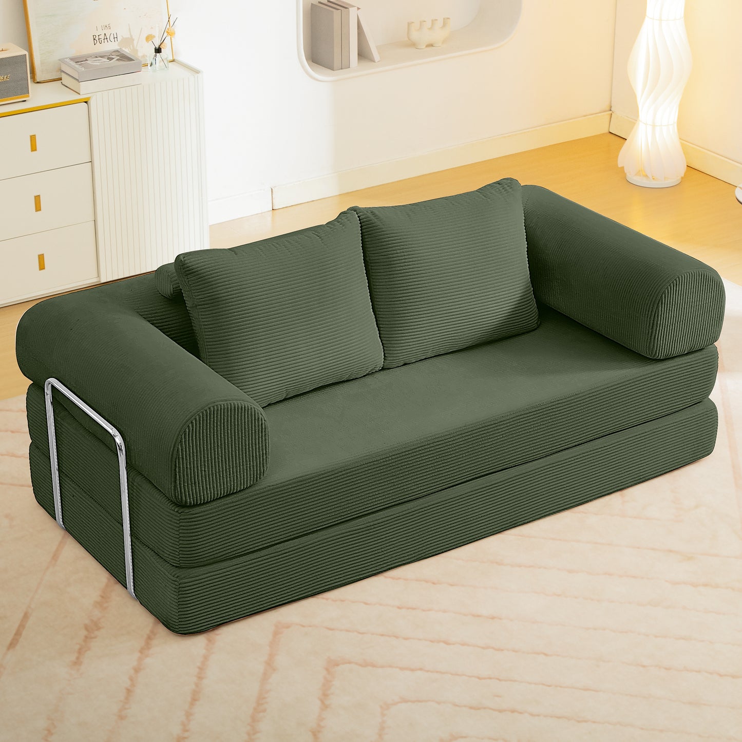 COOLHUT Combination Sofa, High Rebound Density Sponge Sofa Couch with Two Big Pillows, Six Forms Floor Sofa Couch Three Seats Sofa Bed for Living Room, Bedroom