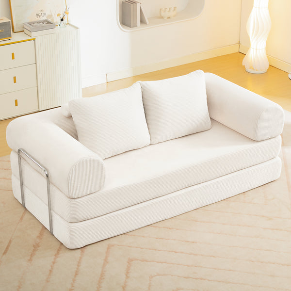 COOLHUT Combination Sofa, High Rebound Density Sponge Sofa Couch with Two Big Pillows, Six Forms Floor Sofa Couch Three Seats Sofa Bed for Living Room, Bedroom