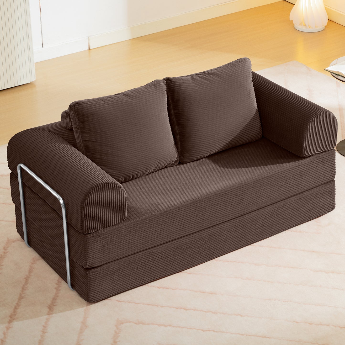 COOLHUT Combination Sofa, High Rebound Density Sponge Sofa Couch with Two Big Pillows, Six Forms Floor Sofa Couch Three Seats Sofa Bed for Living Room, Bedroom